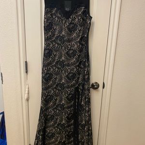 Long black lace dress